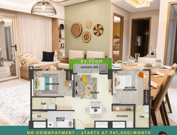 83.50 sqm 2-bedroom Condo For Sale in General Trias | Maple Grove