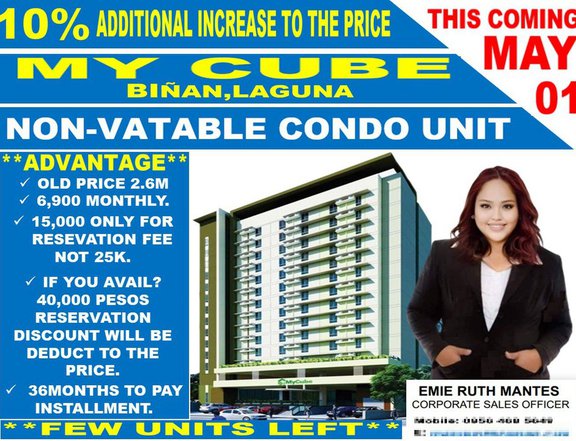 Studio unit for as low as 6,700 a month in Binan, Laguna