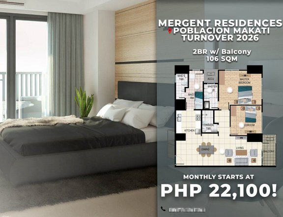2 BR with Balcony in Mergent Residences at Poblacion Makati by Alveo