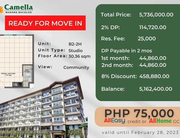 Ready to Move in Studio Condo For Sale in Bacolod Negros Occidental!