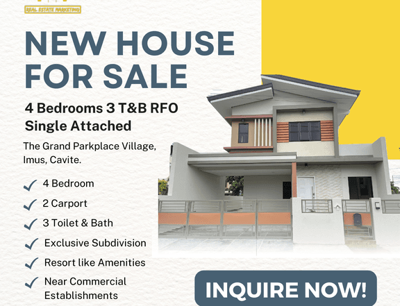 RFO 4-bedroom Single Attached Brand New House For Sale in Imus Cavite