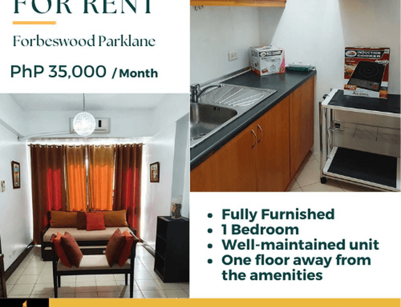 FOR RENT: 1 Bedroom Fully Furnished in BGC, Forbeswood Parklane