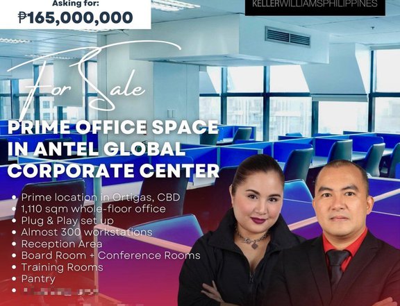 FOR SALE! Rare Fully Furnished 1,110 sqm. Office in Antel Global Corporate Center, Ortigas Pasig!