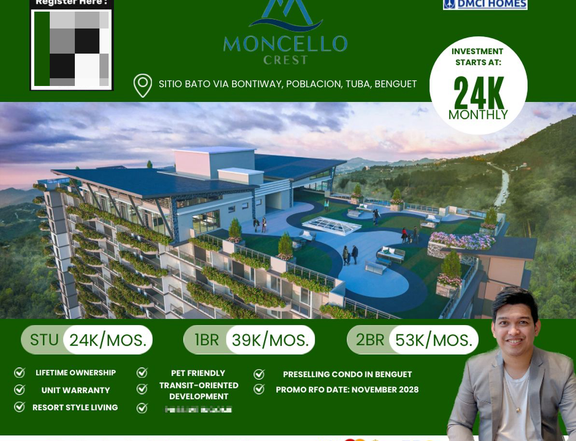 35.00 sqm Studio Condotel For Sale MONCELLO CREST BY DMCI HOMES TUBA, BENGUET