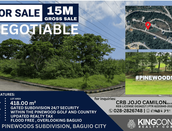 418 sqm Residential Lot For Sale in Pinewoods Subdivision Baguio City Economic Zone Baguio Benguet