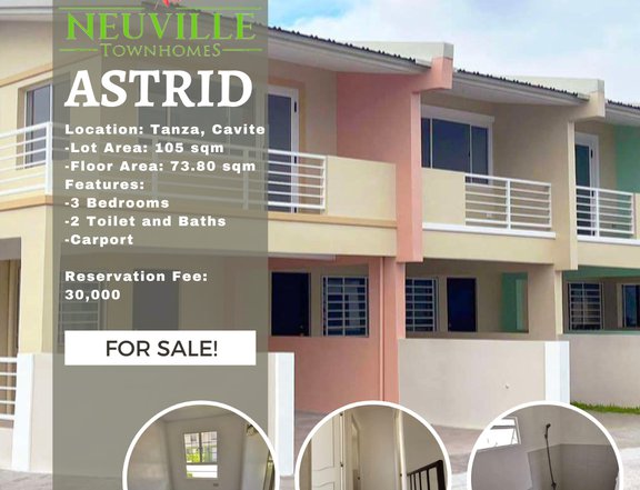 3BR Astrid Townhouse For Sale in Neuville Tanza Cavite