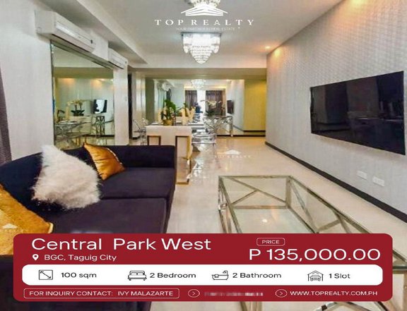 100.00 sqm 3-bedroom Condo For Rent in Central Park West,Taguig City
