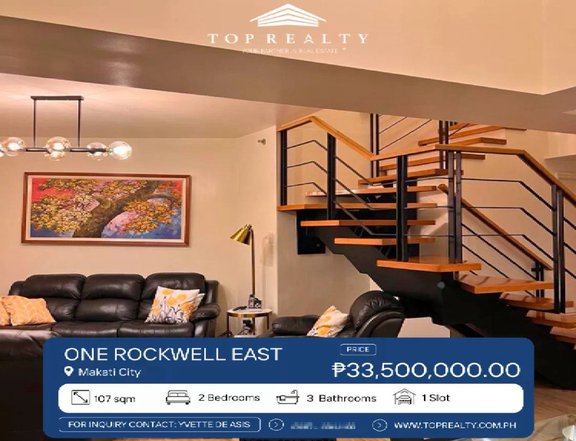 107.00 sqm 2-bedroom Condo For Sale in One Rockwell East, Makati