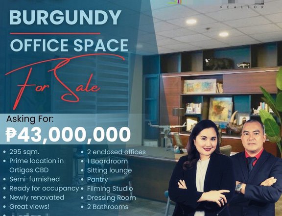 295 sqm. Ready For Occupancy Office For Sale at AIC Burgundy Tower Ortigas CBD