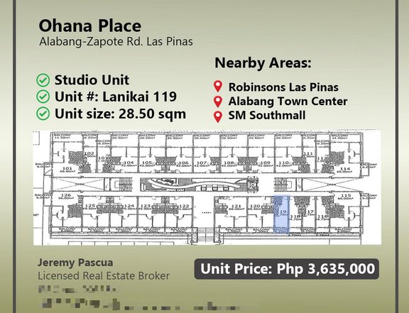 : Studio Condo Unit in Ohana Place near Alabang Town Center & SM Southmall