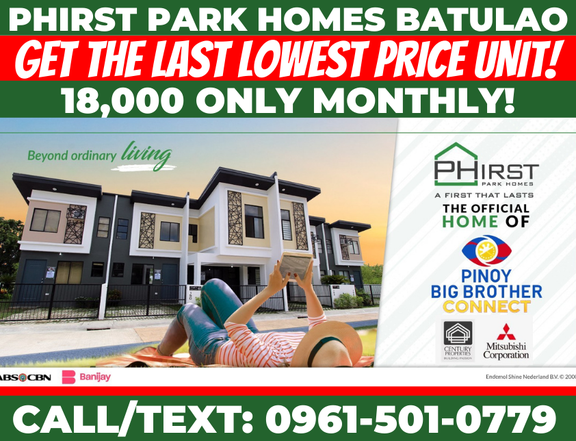 Phirst Park Homes Townhouse For Sale in Batulao Nasugbu Batangas