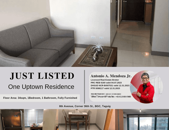 34.30 sqm 1-bedroom One Uptown Residence Condo For Sale
