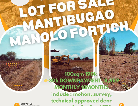 Mantibugao lot for sale installment 100sqm 190k 30k downpy near highwy