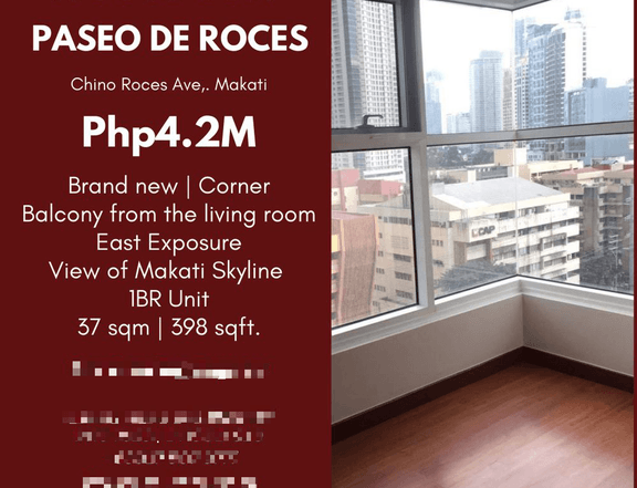 A Good Buy!  Brand new Corner Residential Condo for Sale in Makati, 37sqm 1-Bedroom