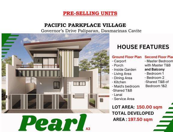 IC-Pacific Parkplace / Pearl 4-bedroom Single Detached House & Lot For Sale in Dasmarinas Cavite