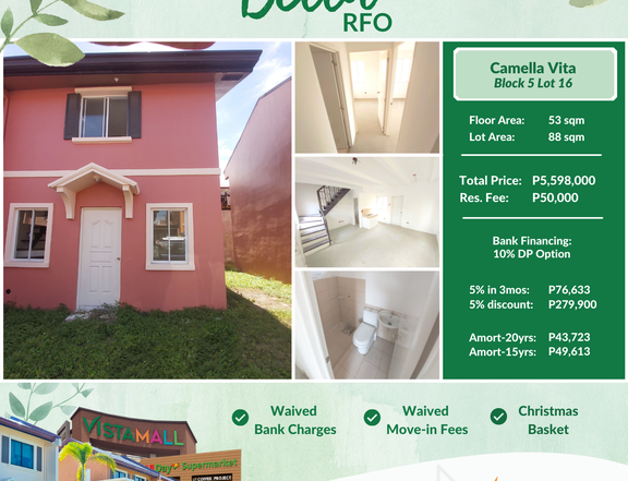 RFO in Cavite | 5% Move-in | Camella Bella Model 2 Bedrooms in Phase 1