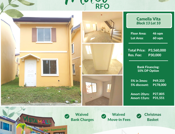 RFO in Cavite | 5% Move-in | Camella Mika Model 2 Bedrooms