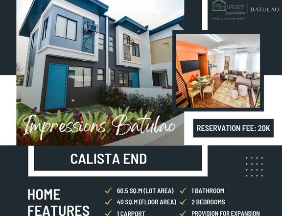 PHirst Park Homes Impressions Batulao (Calista End) For Sale