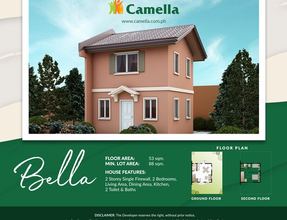 Bella 2 Storey Single Firewall 2 Bedrooms in Camella Homes Pili