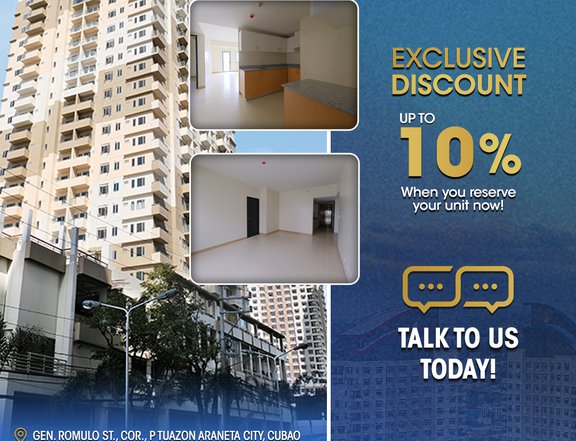 Studio Unit in Quezon City. MOVE IN for as low as 150K Downpayment