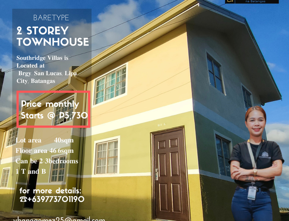 Most affordable 2 storey townhouse in lipa city.Reservation P5k only.