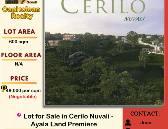 Prime 600 SQM Lot with View and Park Access in Cerilo Nuvali City