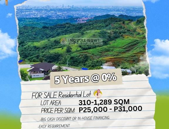 5 YEARS @ 0% INTEREST INSTALLMENT LOT FOR SALE IN ANTIPOLO CITY
