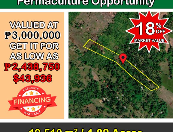 19,510 m2 / 4.82 Acres Habitat Farmland Permaculture Opportunity