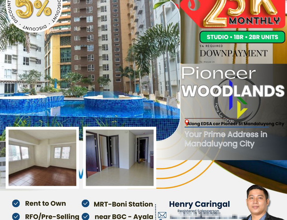 RFO 2 Bedroom 25k/mo Rent to Own Condo in Pioneer Woodlands near BGC