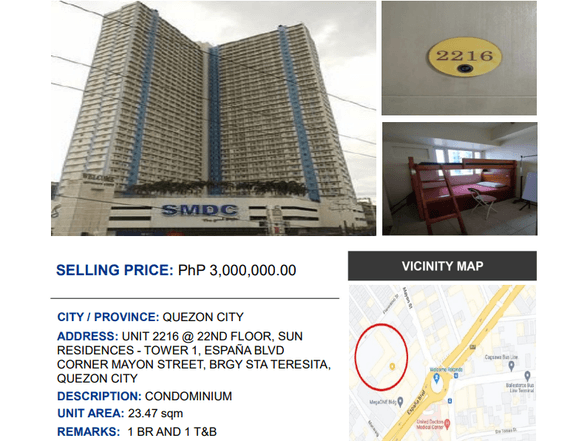 23 sqm-1bedroom Condo for Sale and Foreclosed Properties