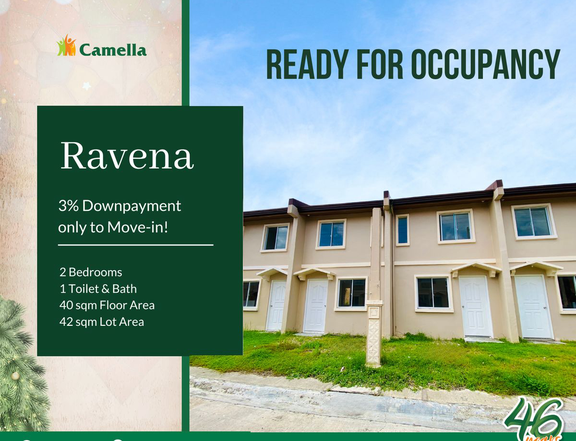 Bacolod 2-BR House and Lot for Sale in Camella (RFO Ravena Townhouse)