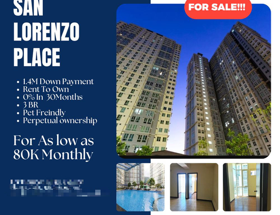 77.00 sqm 3 BR Condo For Sale in Makati San Lorenzo Place near MOA/Pasay