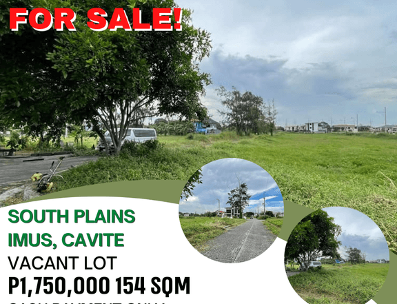 FOR SALE RESIDENTIAL VACANT LOT IN SOUTH PLAINS IMUS, CAVITE