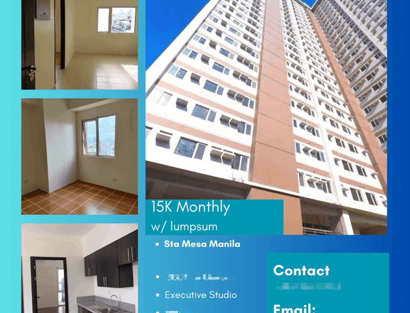 24 sqm Studio Residential Condo For Sale in Sta. Mesa Manila Near UP/ U-Belt/LRT