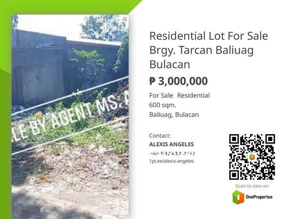 Residential Lot For Sale Brgy. Tarcan Baliuag Bulacan
