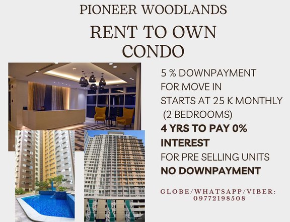 2BR NO DP RFO 25K Monthly MOVEIN RENT2OWN PIONEER WOODLAND ORTIGAS BGC