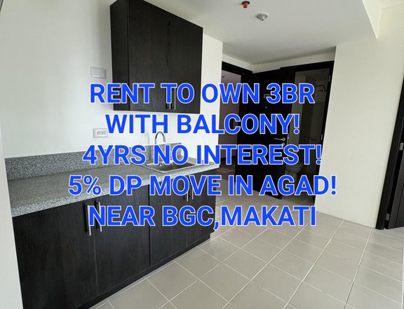 3BR 25K MONTHLY 5% DP MOVE IN RENT TO OWN CONDO PASIG NEAR BGC
