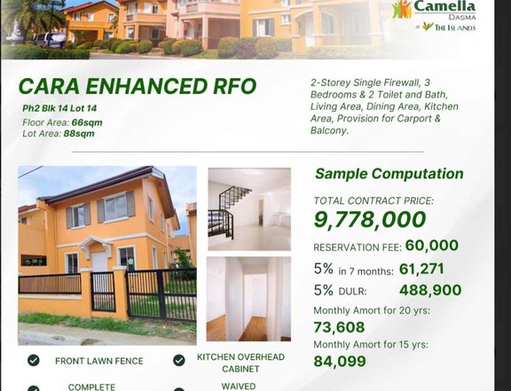Brandnew 3-bedroom Single Attached House For Sale in The Islands, Camella Dasmarinas Cavite