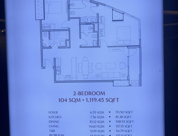 104 sqm 2-bedroom Condo  for  Sale in Capitol Commons