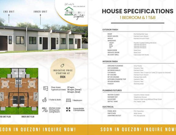 Pre-selling Super Affordable 1BR townhouse Unit in Quezon