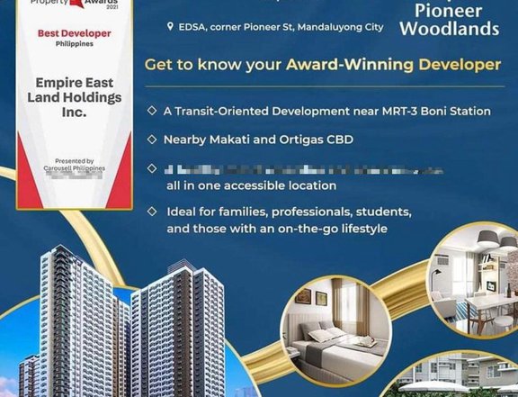 Ready For Occupancy Rent-To-Own 1-bedroom  Condominium Sale in Mandaluyong