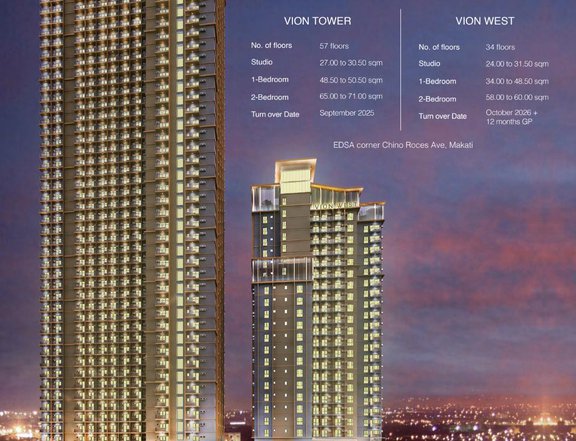 VION TOWER Studio Unit, 28.00 sqm For Sale in Makati Metro Manila