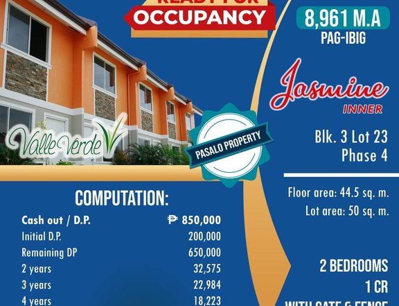 PASALO - READY FOR OCCUPANCY