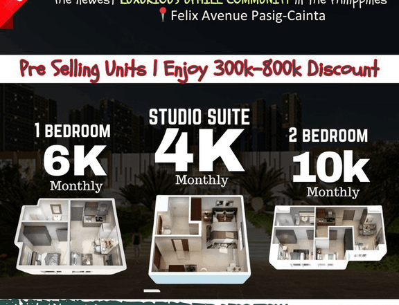 22 sqm High-End Studio Type Condo for Sale in Cainta Empire East