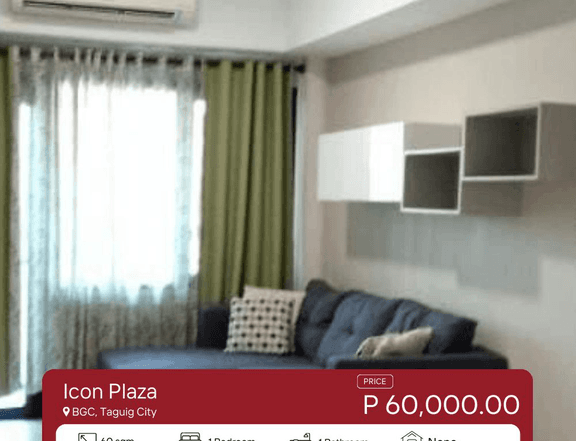 Fully-Furnished 1BR Condo for Rent in Icon Plaza, BGC, Taguig