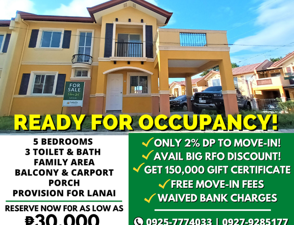 RFO 5-BEDROOM SINGLE HOME W/ BIG LOT IN SILANG - ONLY 2% DP TO MOVE-IN
