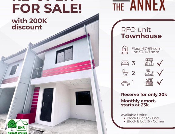 3-Bedroom RFO Townhouse for Sale in Binan City Laguna