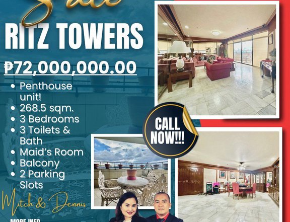 268.00 sqm 3-bedroom Condo For Sale at Ritz Towers Ayala Avenue Makati