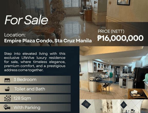 Pre-Owned 128.00 sqm 3-bedroom Residential Condo For Sale in Manila