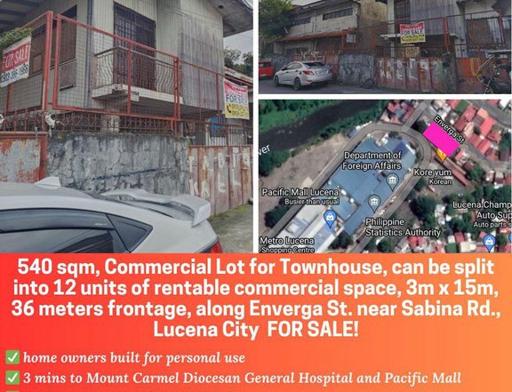 540 sqm lot with 36m frontage along Enverga St.